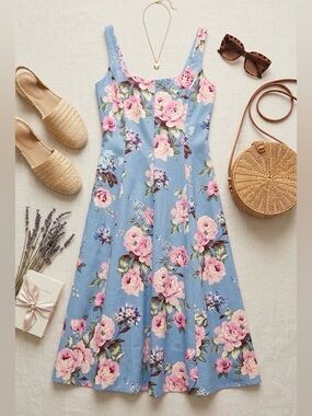 GAP Blue Sundress with Pink Floral Print
